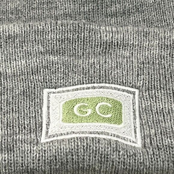 Gray Beanie Cuffed Stretch Cozy Knit Hat GC Patch Outdoor Snowcore Green Chef - Picture 3 of 4